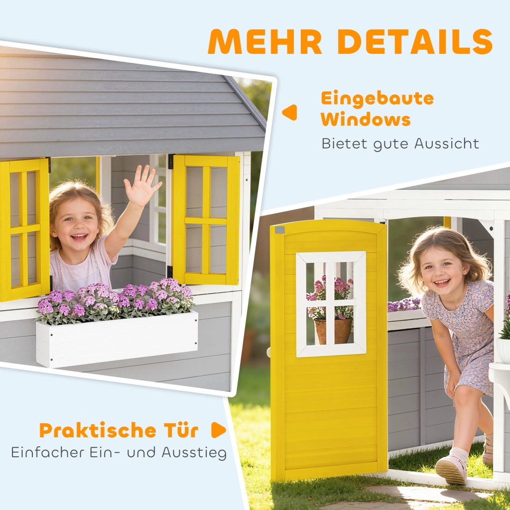Casetta Giardino Bambini in Legno ¨C zephmum ¨C Grigio 120x120x120