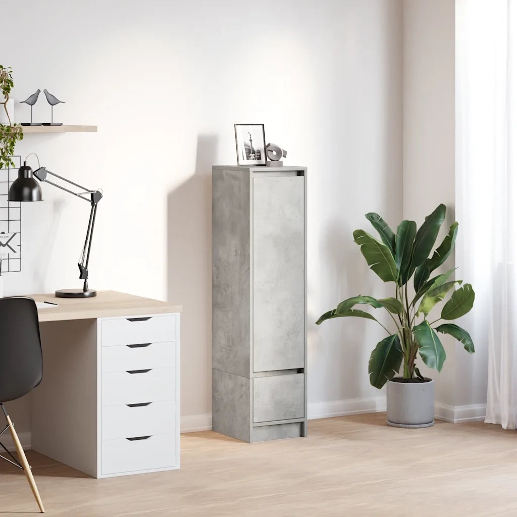 Credenza-Buffet-Armadio da cucina Grigio Cemento 29,5x34x119,5 cm in Legno Multistrato