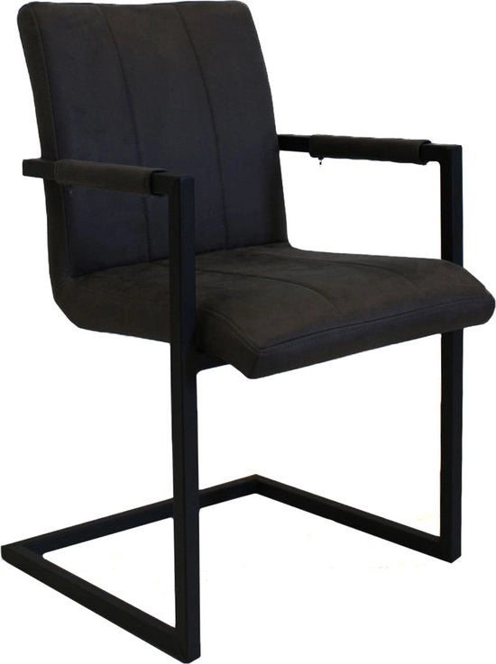 Sedia da Cucina Levino in Microfibra - Nero - Supporti in Metallo - Set da 1 - Altezza del Sedile 46cm - Deluxe