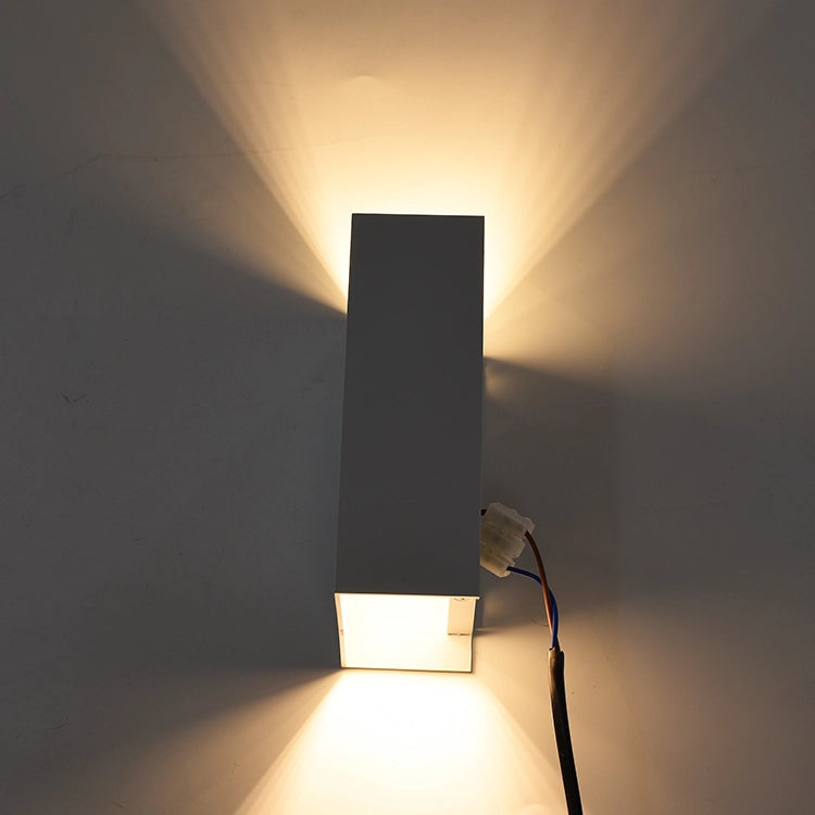 APPLIQUE LED DA ESTERNO RETTANGOLARE 10W IN ALLUMINIO BIANCO LUCE CALDA - DOPPIA EMISSIONE DI LUCE REGOLABILE