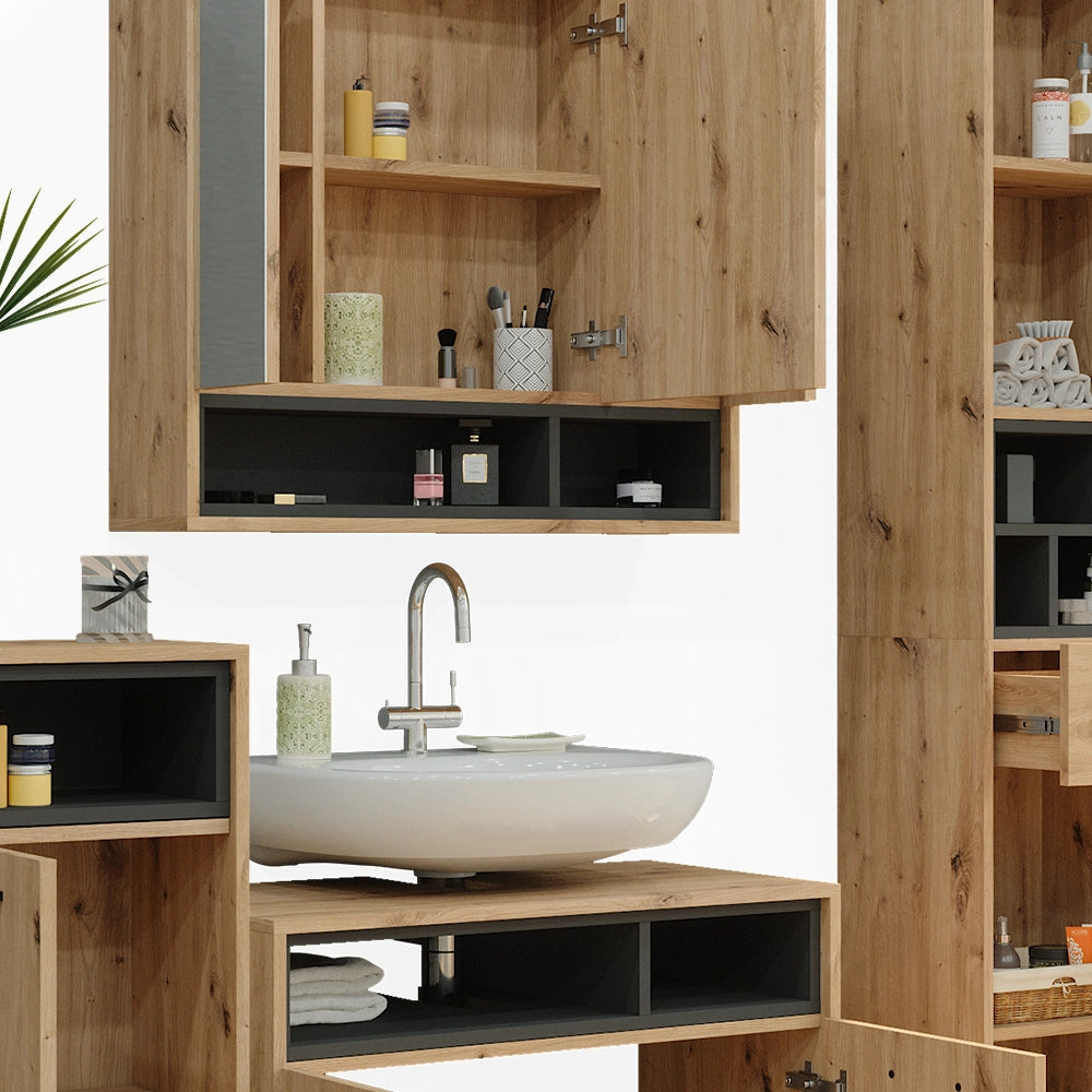 Vicco Set di mobili da bagno Rovere artigianale 4 parti