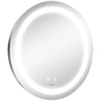 kleankin Specchio Bagno Rotondo con Luce LED Regolabile e Funzione Anti Appannamento, Ø50cm