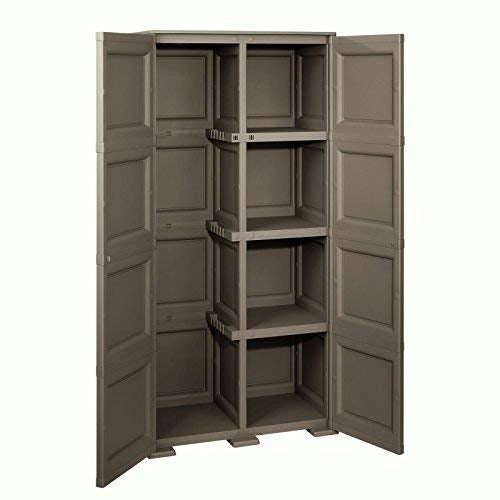 ARMADIO 2 ANTE WENGÉ 79X43X164 CM CON 4 SCOMPARTI E VANO PORTASCOPA – MOBILE ALTO ORGANIZZAZIONE CASA PER INGRESSO E LAVANDERIA