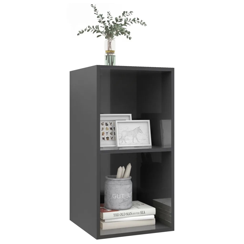 Mobile TV da Parete Grigio Lucido 37x37x72 cm Legno Multistrato 805479