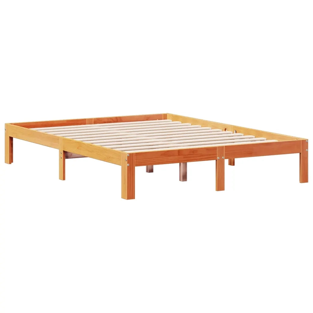 vidaXL Letto Libreria senza Materasso Marrone Cera 140x190 cm in Pino