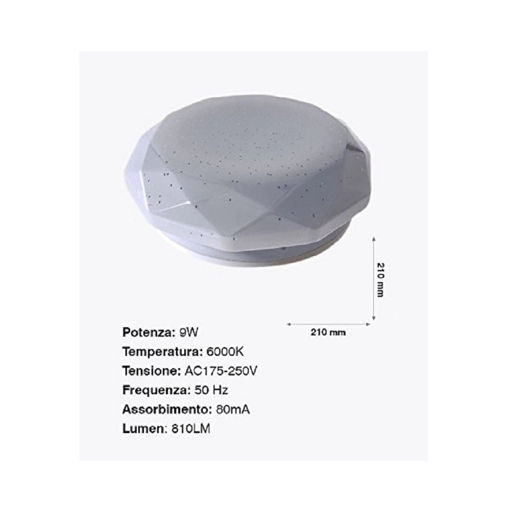 Trade Shop - Plafoniera Da Soffitto Faretto Led 9w Tondo Esagonale Pannello 810lm 21cm Design Moderno -