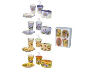 SET BAGNO IN CERAMICA DECORATA COLORATA    AGLAIA