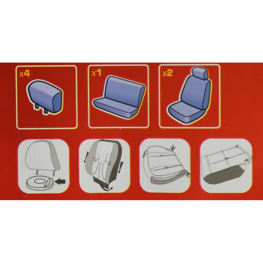 Trade Shop - Coprisedili Auto Universali Copri Sedili Anteriori Posteriore Poggiatesta 4806 -