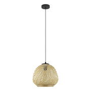 Lampadario A Sospensione Vintage Dembleby Acciaio Nero Legno 1 Luce E27