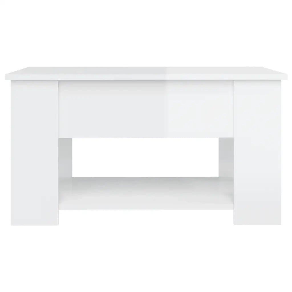 Tavolino Salotto Bianco Lucido 79x49x41 cm in Legno Multistrato 809716