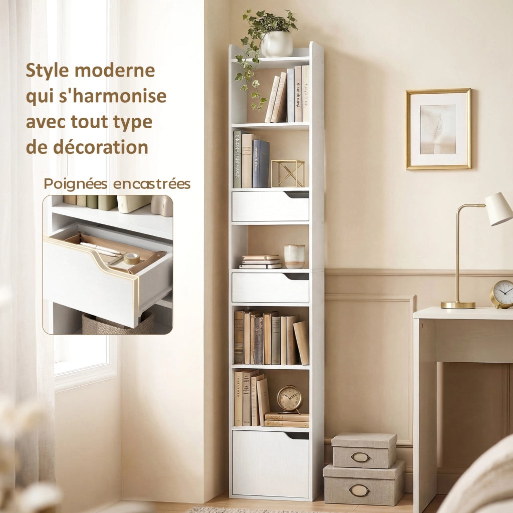 Libreria con ante e cassetti ¨C Zephmum ¨C Bianco 32x24x181,5cm