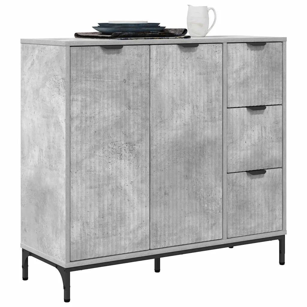 Credenza Grigio cemento 89,5 x 33 x 82 cm Legno multistrato