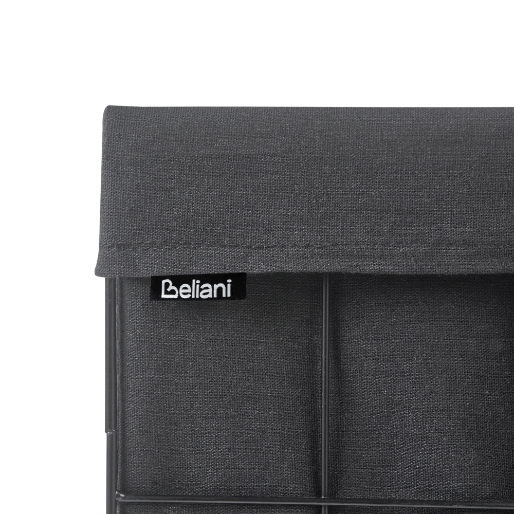 Cesto portabiancheria con struttura in metallo nero e rivestimento in tessuto pieghevole realizzato a mano per il bagno 100 l