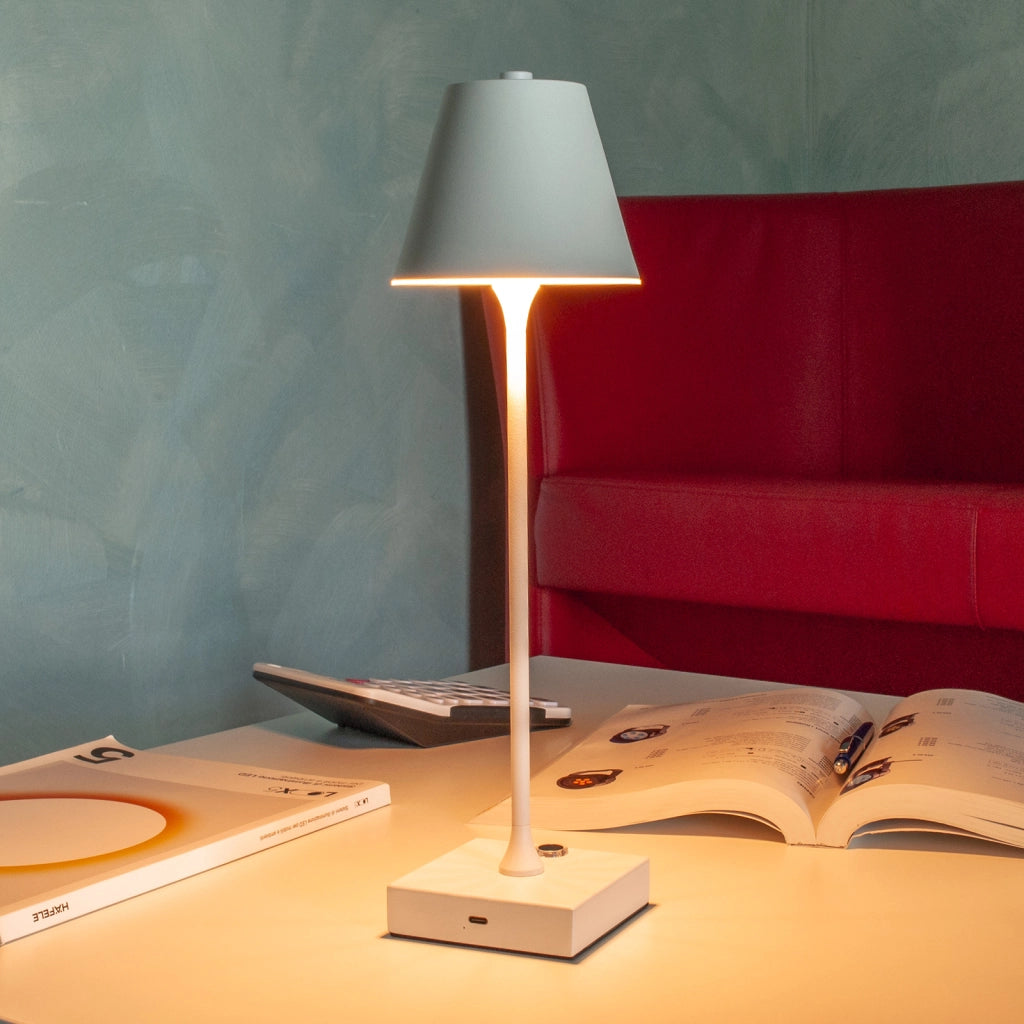 Lampada tavolo LED dimmerabile luce da 3000K a 6500K lume touch USB batteria ricaricabile senza fili COLORE BIANCO