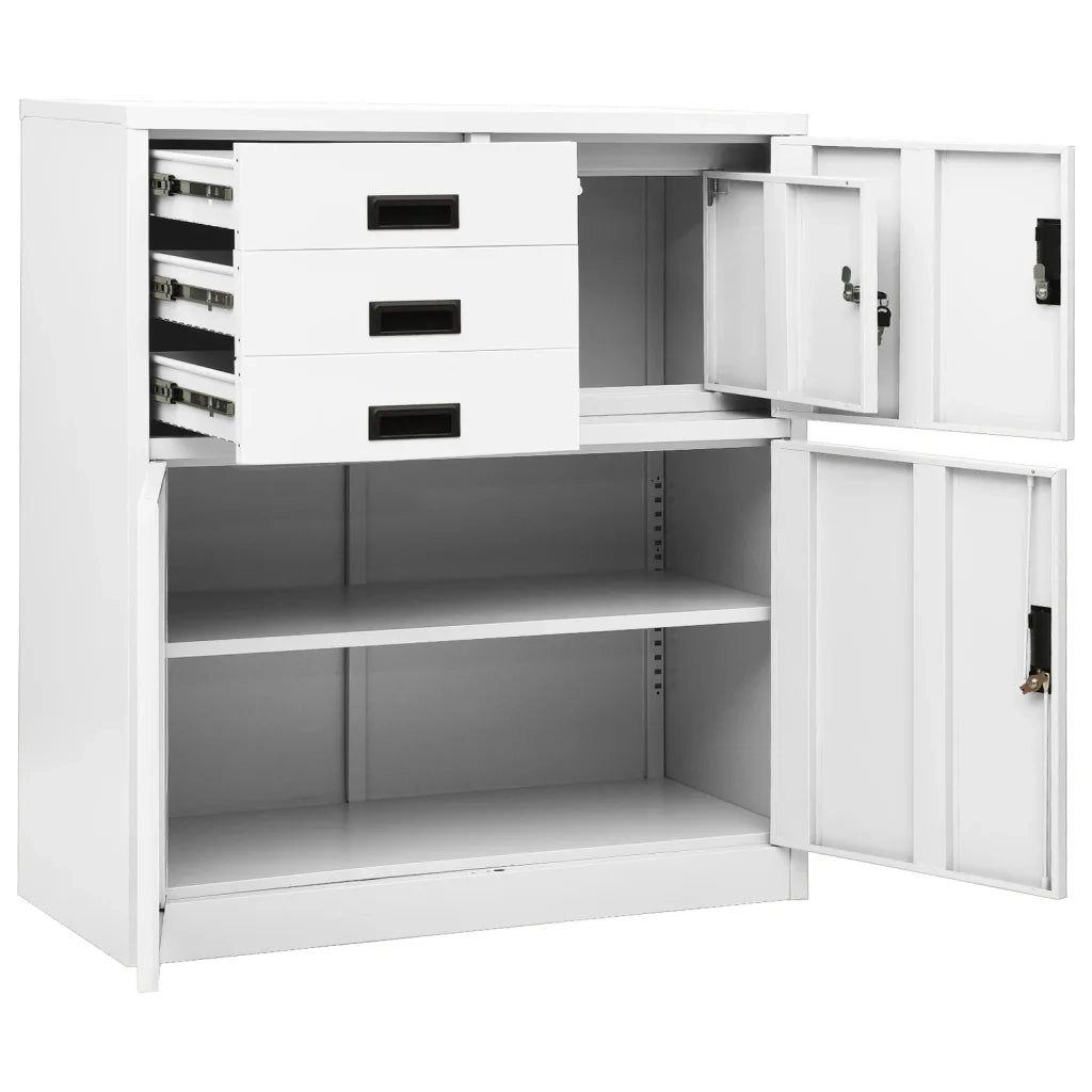 Armadio per Ufficio Bianco 90x40x102 cm in Acciaio 336405