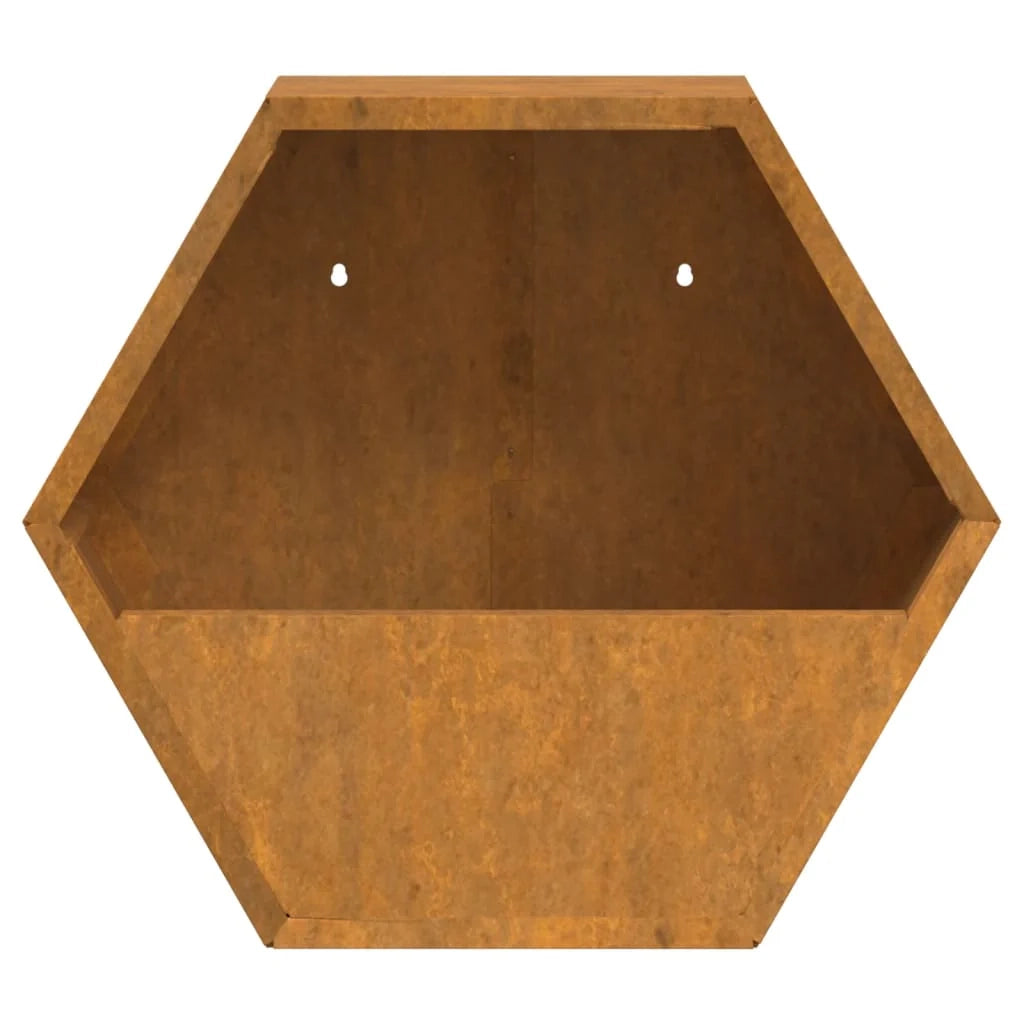 Fioriera aiuola rialzata fioriera aiuola giardino terrazza parete set da 2 acciaio corten arrugginito 30 x 10 x 25 cm marrone 02_0039116