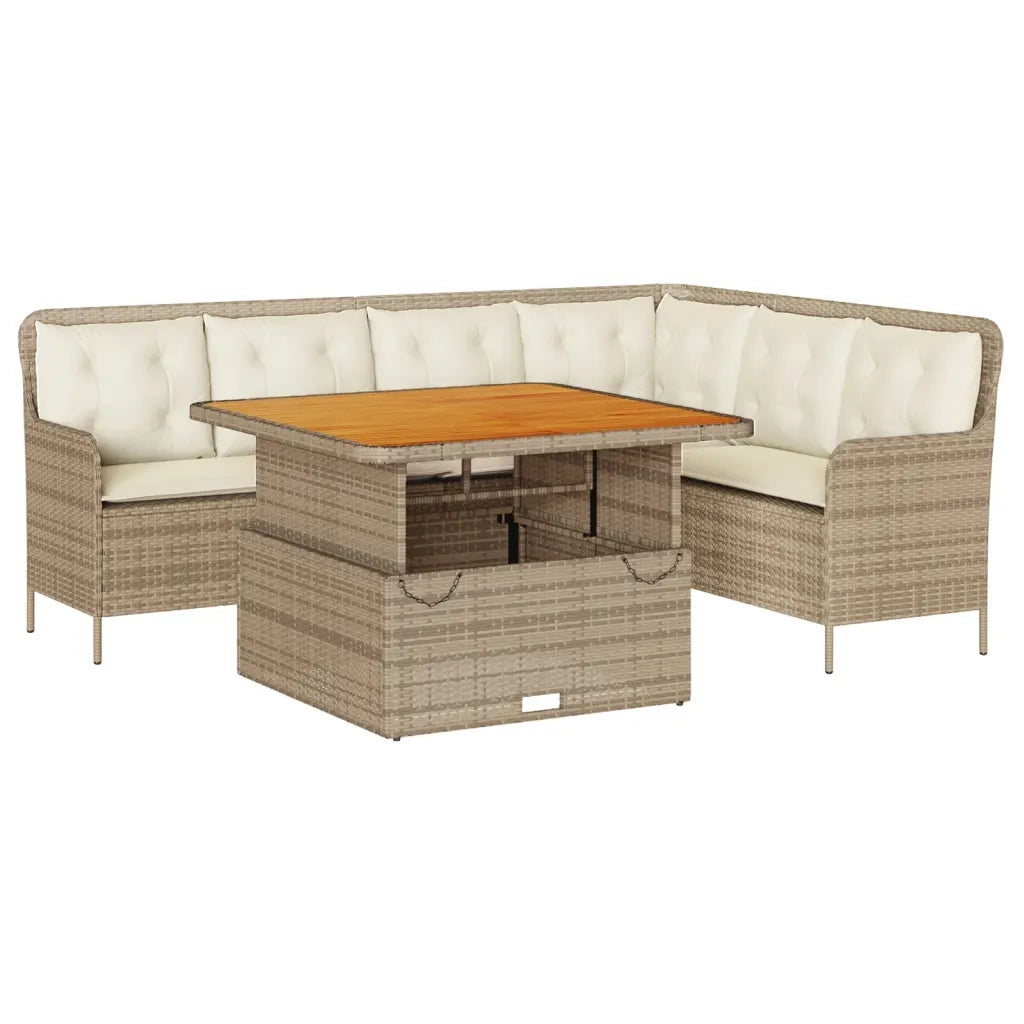 Set Divani da Giardino 2 pz con Cuscini Beige in Polyrattan