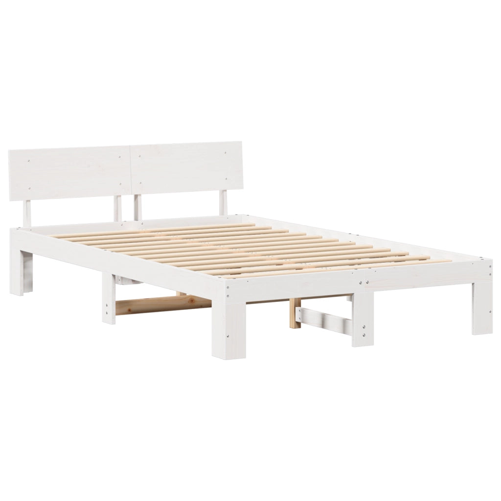 Struttura Letto con Testiera Bianca 120x200 cm Legno Massello di Pino