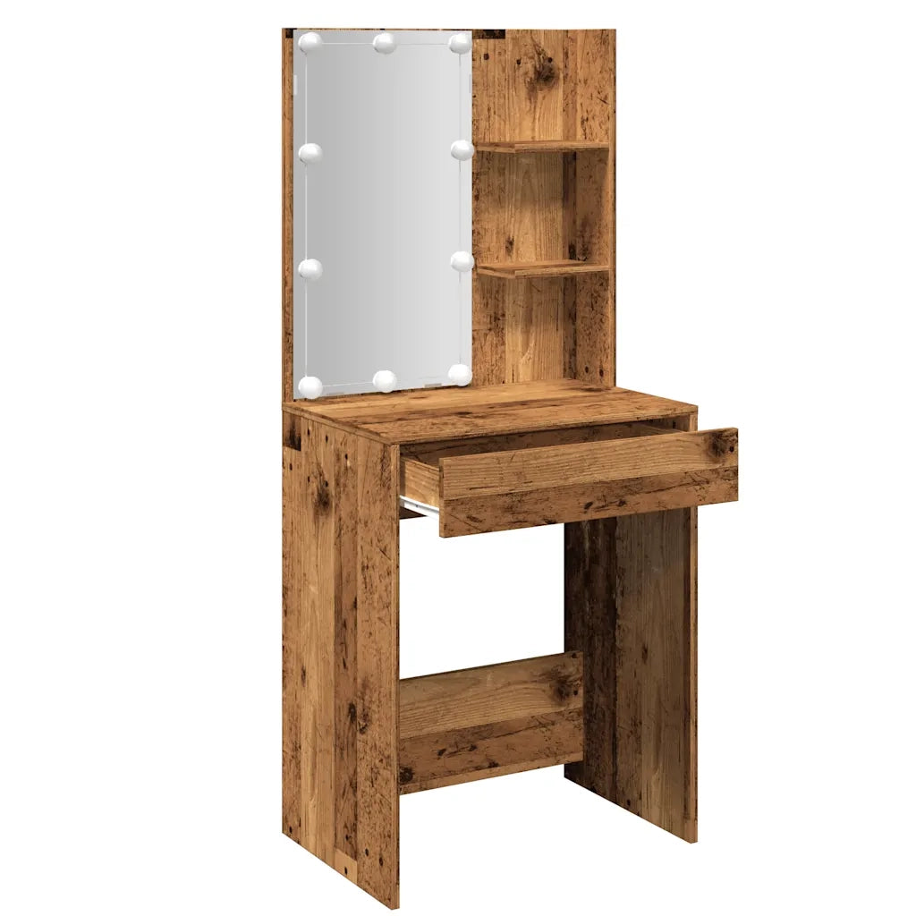 vidaXL Toeletta con LED Legno Antico 60x40x140 cm
