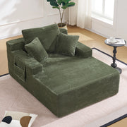 Divano comodo in velluto a coste con tasche laterali e cuscini, struttura stabile, per soggiorno e relax, verde
