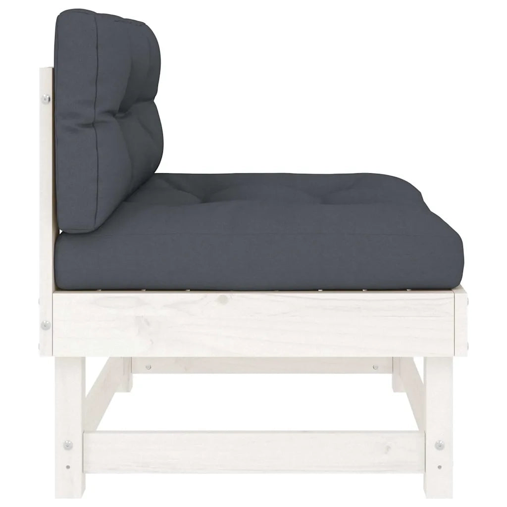 Divano componibile-Divani Centrali con Cuscini 2 pz Legno Massello di Pino Bianco 245216