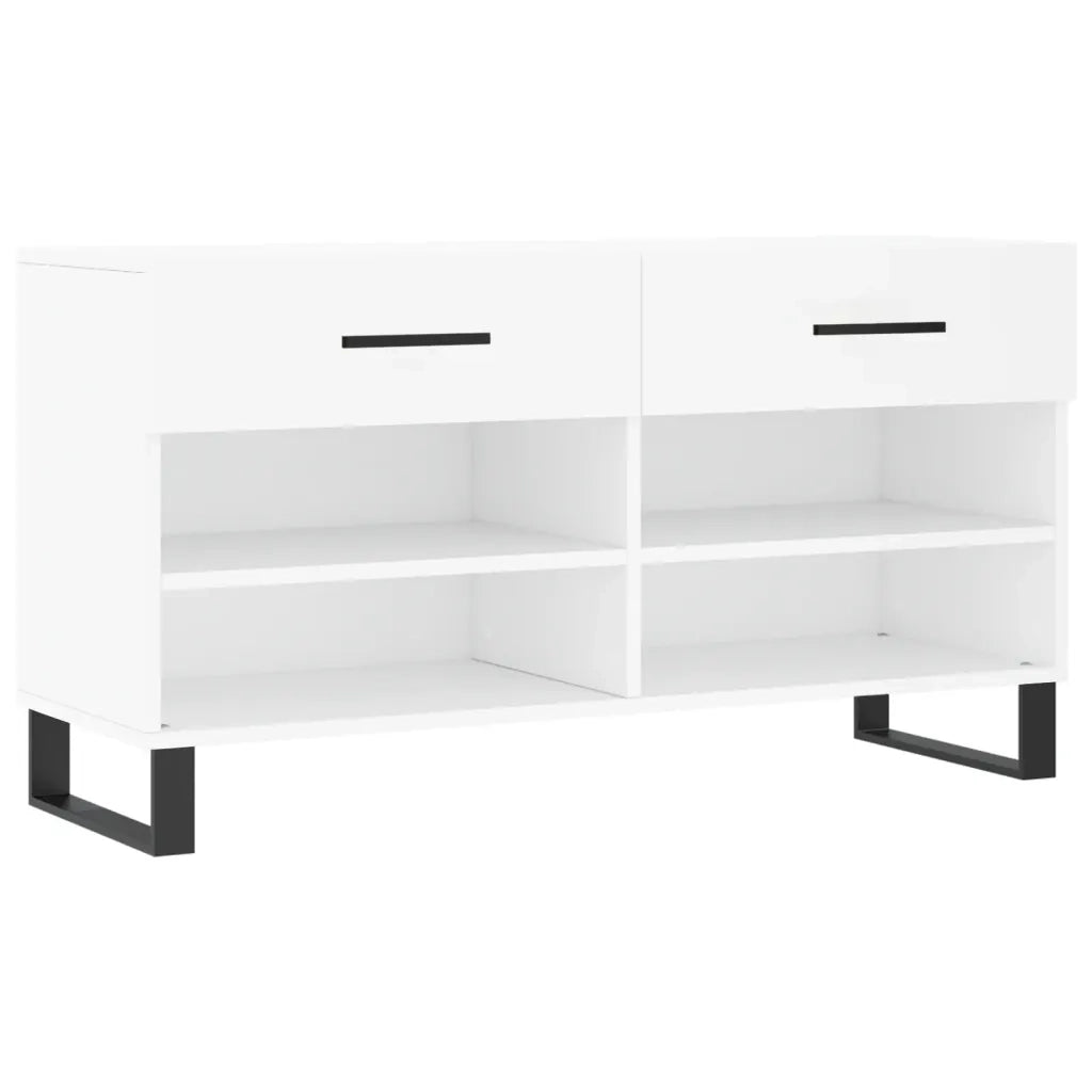 Panca Porta Scarpe | Scarpiera | Mobile per scarpe Bianca 102x35x55 cm in Legno Multistrato