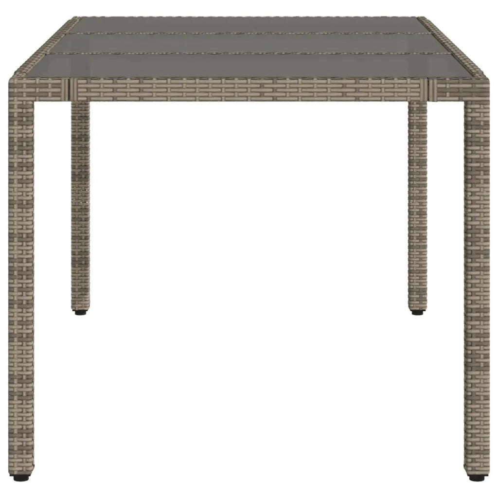Tavolo da Giardino Piano in Vetro Grigio 150x90x75cm Polyrattan