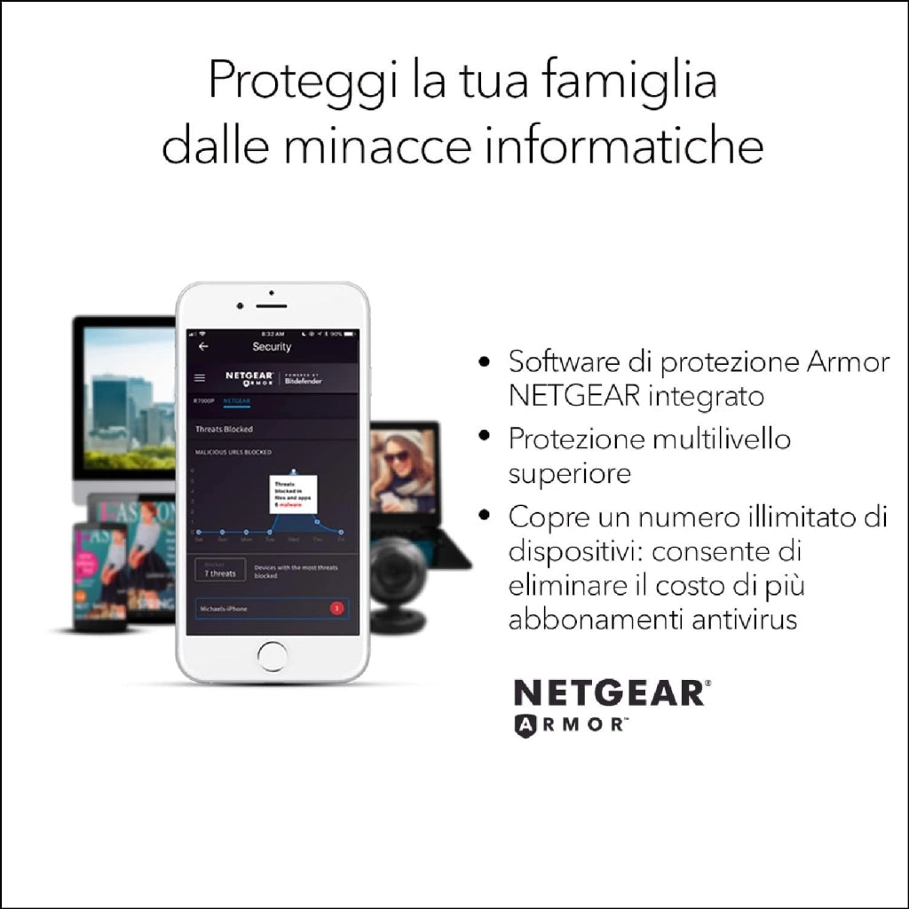 Nighthawk Router WiFi 6 (RAX70), Dual-Band Velocità Wireless AX6000 (fino a 6.6 Gbps), Copertura fino a 175 m2