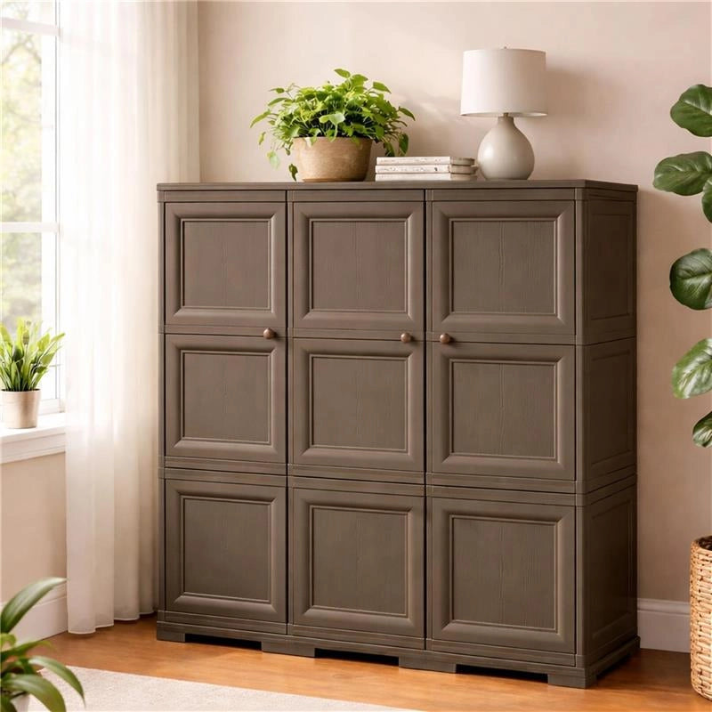ARMADIO 3 ANTE WENGÉ 118X43X125 CM CON PUNTALI, SOLUZIONE ORGANIZZAZIONE CASA SALVASPAZIO PER ZONA GIORNO E INGRESSO