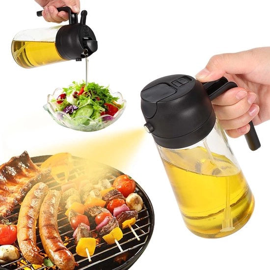 Spruzzatore di olio, flacone 2-in-1 470 ml, per oli di cottura, spruzzatore di olio per spruzzare e versare, per cucina, cottura, grigliata, air fryer, insalate, frittura