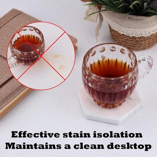 Sottopiani quadrati in marmo per bevande Set da 5 - sottopiano per caffè pietra naturale - regalo per l'arredamento domestico - Party Hotel Bianco (DL021)