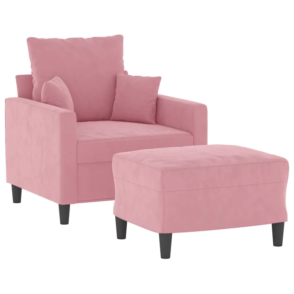 Poltrona con Poggiapiedi Rosa 60 cm Velluto 3201100