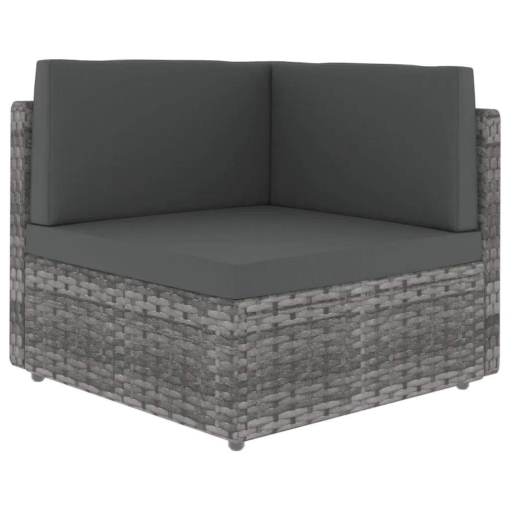 Divano Modulare a 2 Posti in Polyrattan Grigio