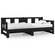 Letto singolo | Letto per adulti | Dormeuse Estraibile Nera in Legno Massello di Pino 2x(90x190)cm