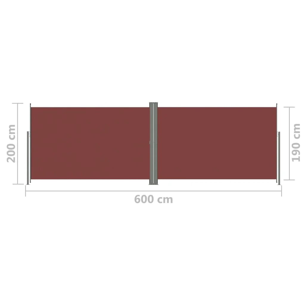 Tenda da sole laterale retrattile/schermo privacy per patio giardino terrazza balcone 200 x 600 cm marrone 02_0007421