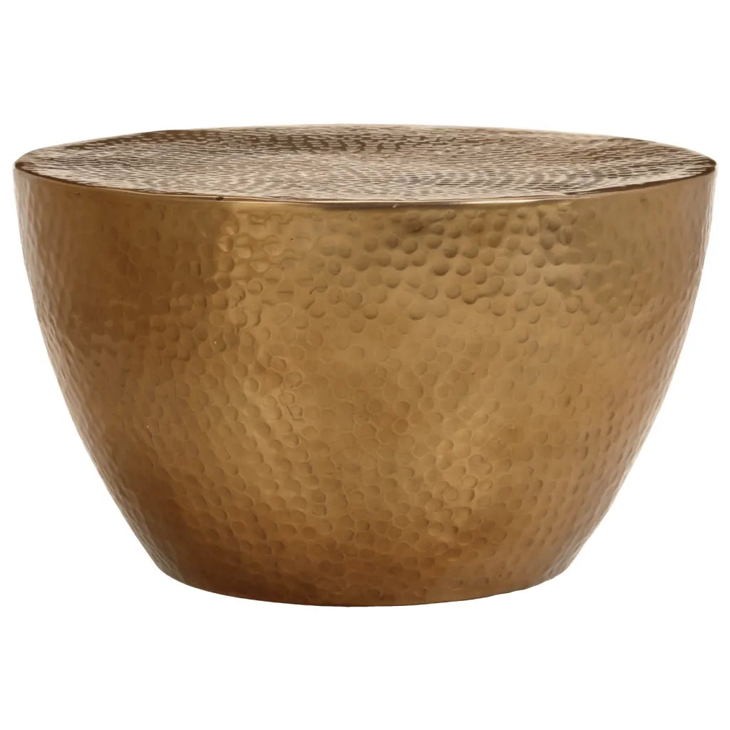 Tavolino da Salotto in Alluminio Martellato Ø 50x30 cm Ottone 359610