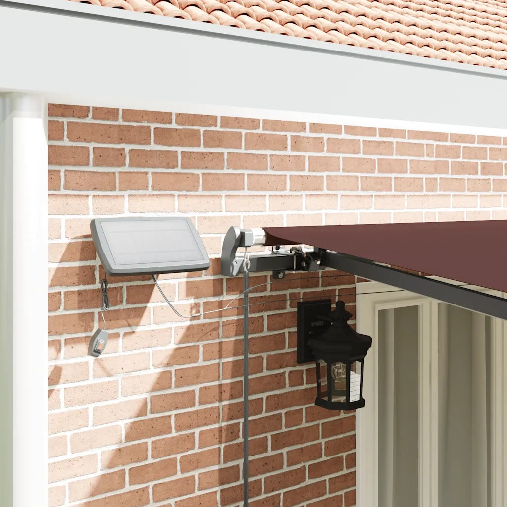 Tenda da Sole Retrattile Manuale con LED Marrone 600x300 cm 3310222