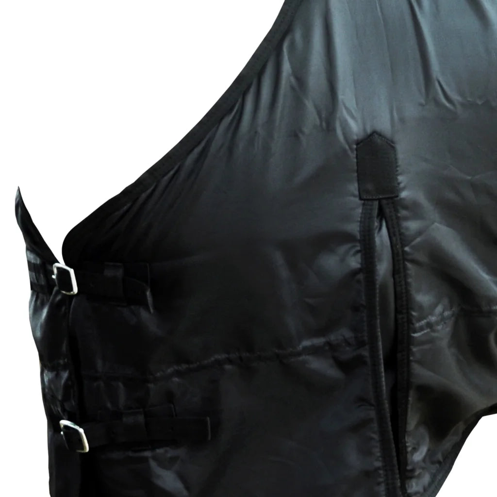 Coperta cavallo in pile a doppio strato con sovraccinghie 125 cm nera 90913