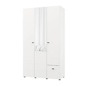 Armadio Camera da Letto Serram, Guardaroba 3 Ante Appendiabiti, 117x52 cm Bianco Opaco