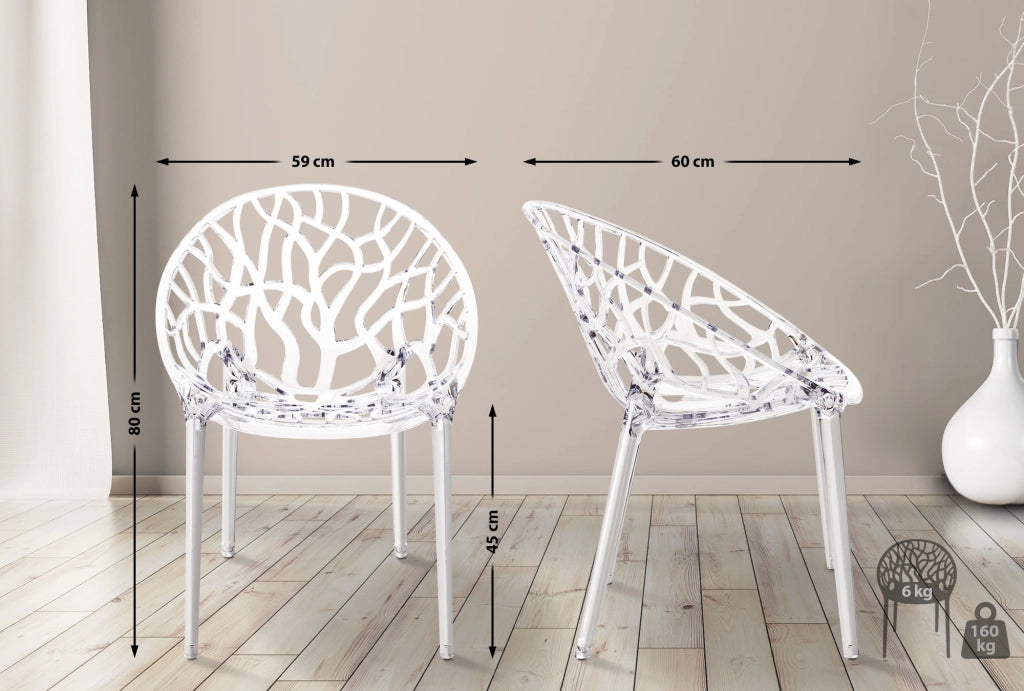 Set di 2 sedie in cristallo transparente
