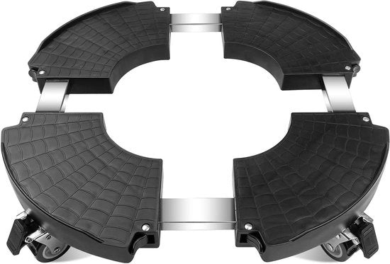 Porte Piante a Rotelle Regolabile 40-58,5cm Support di Vaso di Fiori 250 kg Piastra Rotante Nera con Ruote 360° Carrello Piante per Interno Esterno Casa Giardino
