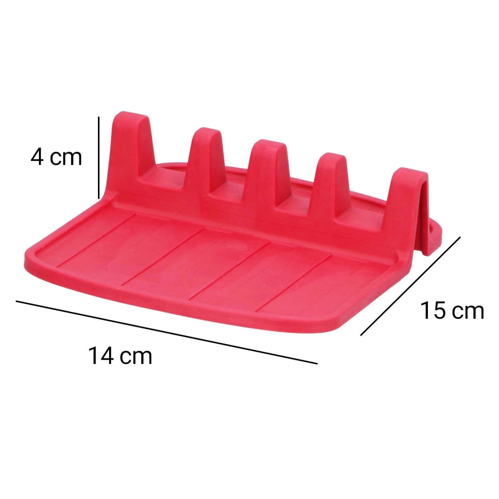Porta cucchiaio compatto in silicone antiscivolo 15x14 cm Rosso Alpina