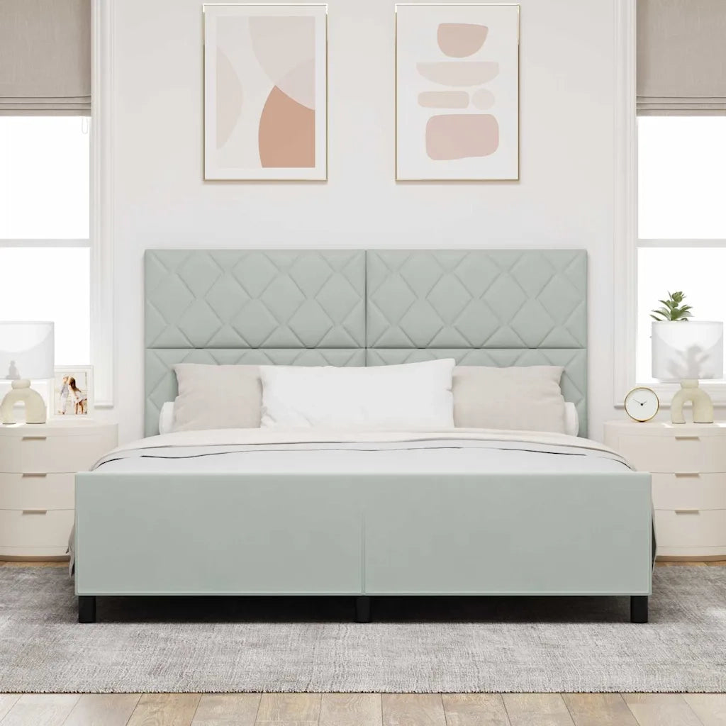 Letto a molle con testiera Grigio chiaro 180 x 200 cm Velluto 3345023