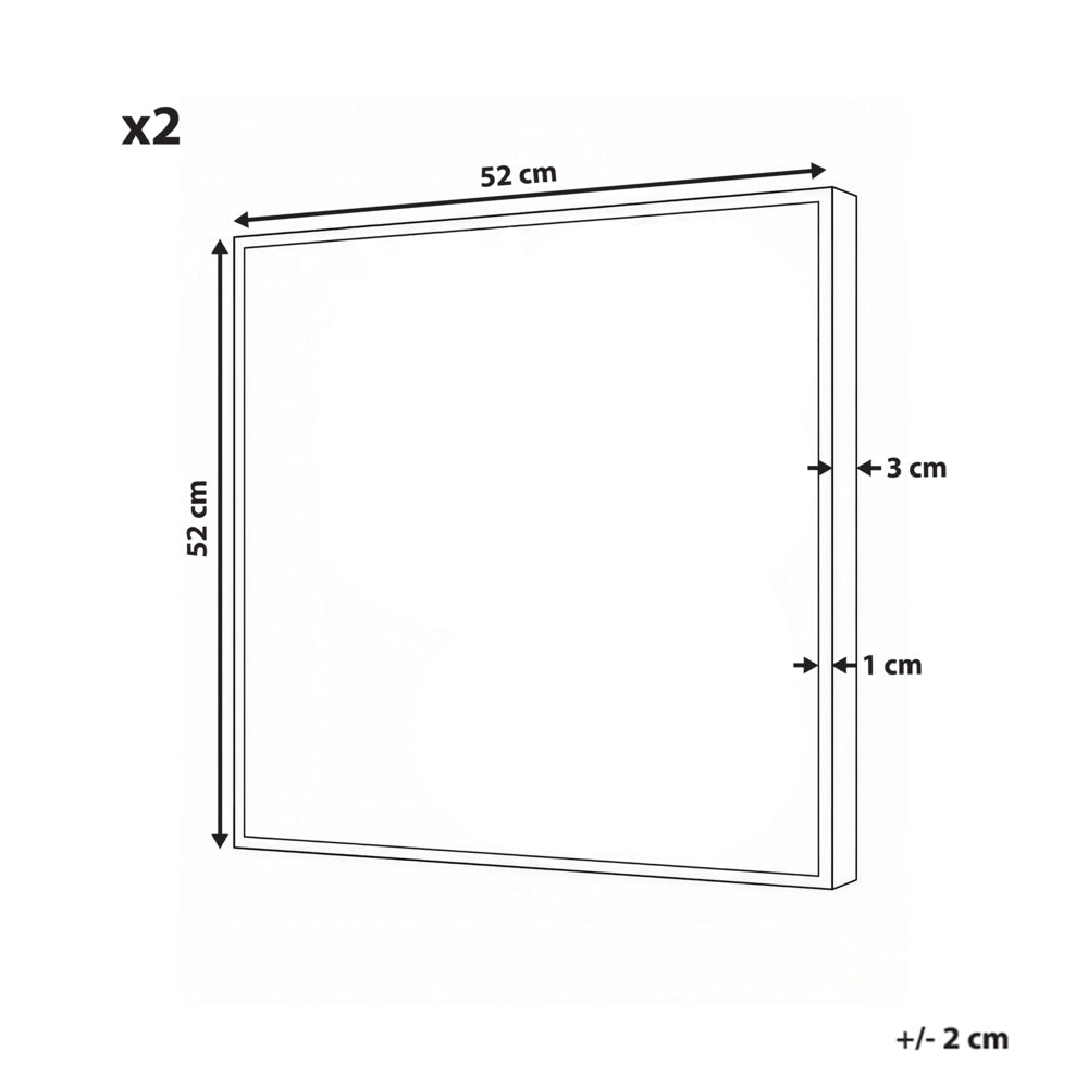 Set di 2 stampe su tela nera da parete, decorazione artigianale con forme astratte, materiali sintetici, cornice in legno di pino, per il soggiorno