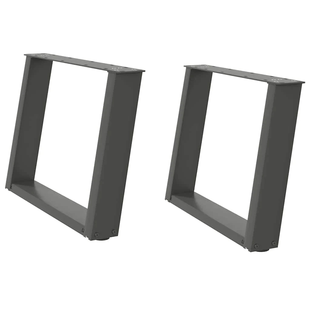 Set di 2 gambe regolabili per tavolino da caffè a forma di U 70 x 42 cm design moderno acciaio antracite 02_0057058