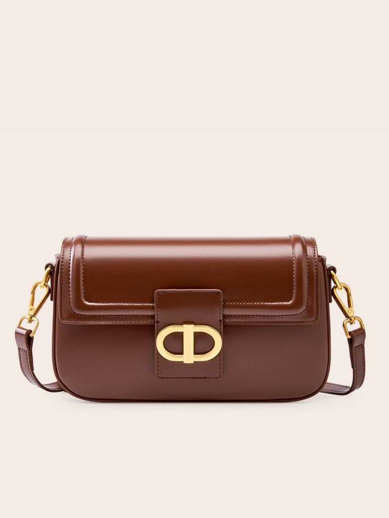 Borsa a tracolla e borsetta da donna in vera pelle, eleganti borse a spalla marroni