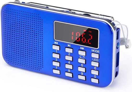 Radio Multifunzione Portatile con MP3 e Lampada di Emergenza - Versione Blu