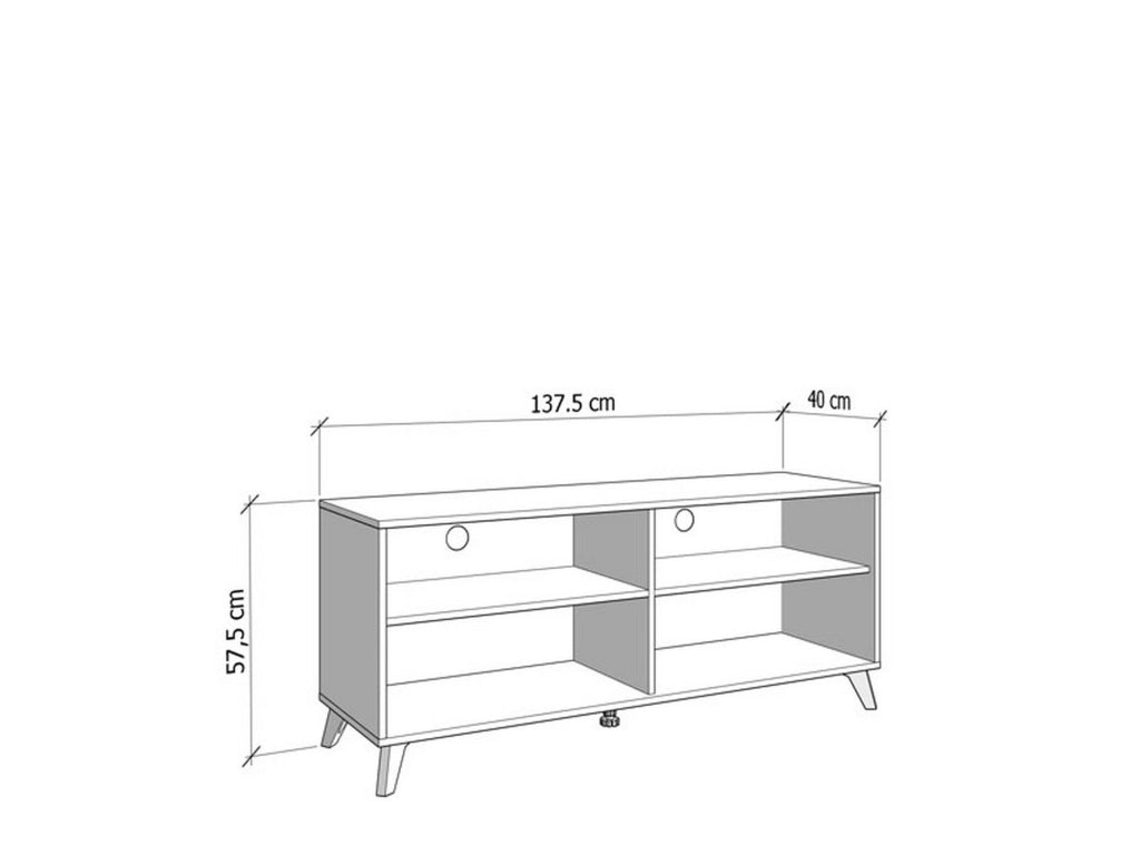 Platania, Mobile Porta tv 3 Ripiani, 137.5x40x57.5h cm Marrone Rovere Nodi