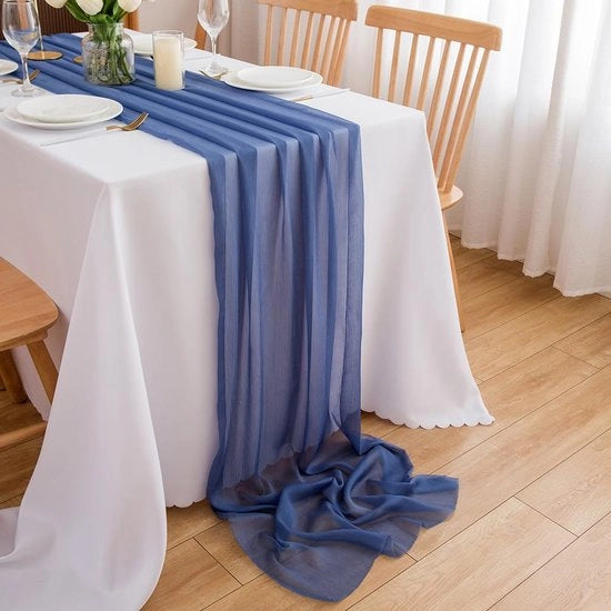 Tende da Sposa con Chiffon di Seta Blu con Cambio di Colore per Matrimonio e Cene di Gala