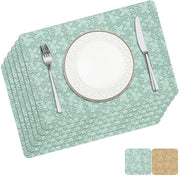 Set di placche per tavolo in pelle geperla a fiori - 6 pezzi - verde menta impermeabile